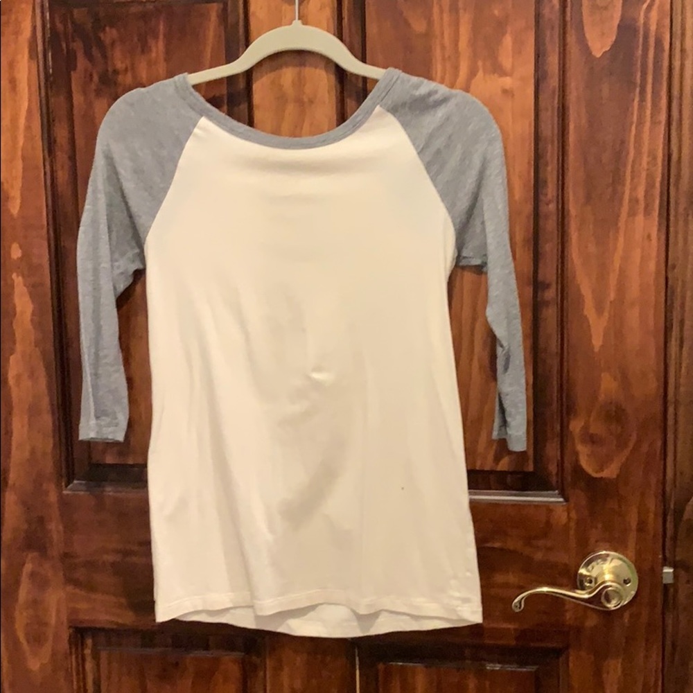 Cute Wh/Gr Baseball 3/4 Sleeve